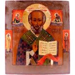 Russland Ikone Heiliger Nikolaus von Myra 19. Jahrhundert, russian icon Saint Nicholas 19th century,