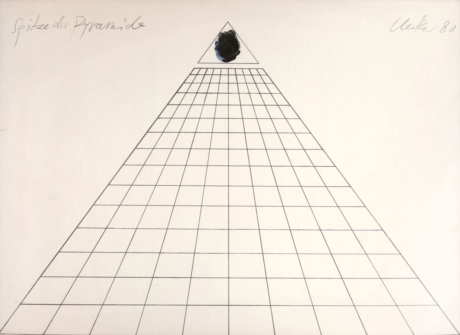 Günther Uecker (1930) lithography top of the pyramid, Lithografie Spitze der Payramide,