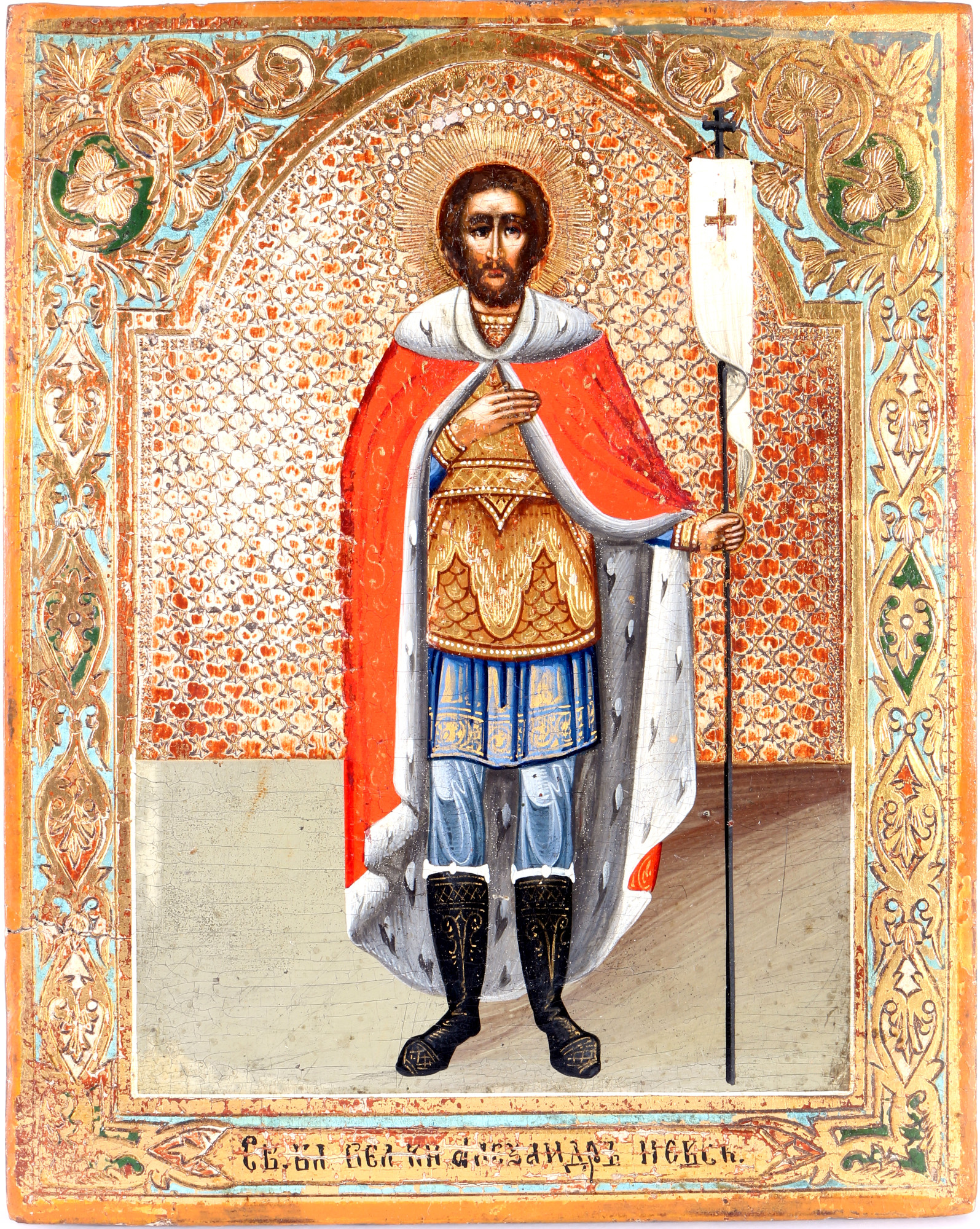 Russia icon holy prince Alexander Jaroslawitsch Newski 19th century, Russland Ikone Heiliger Prinz A