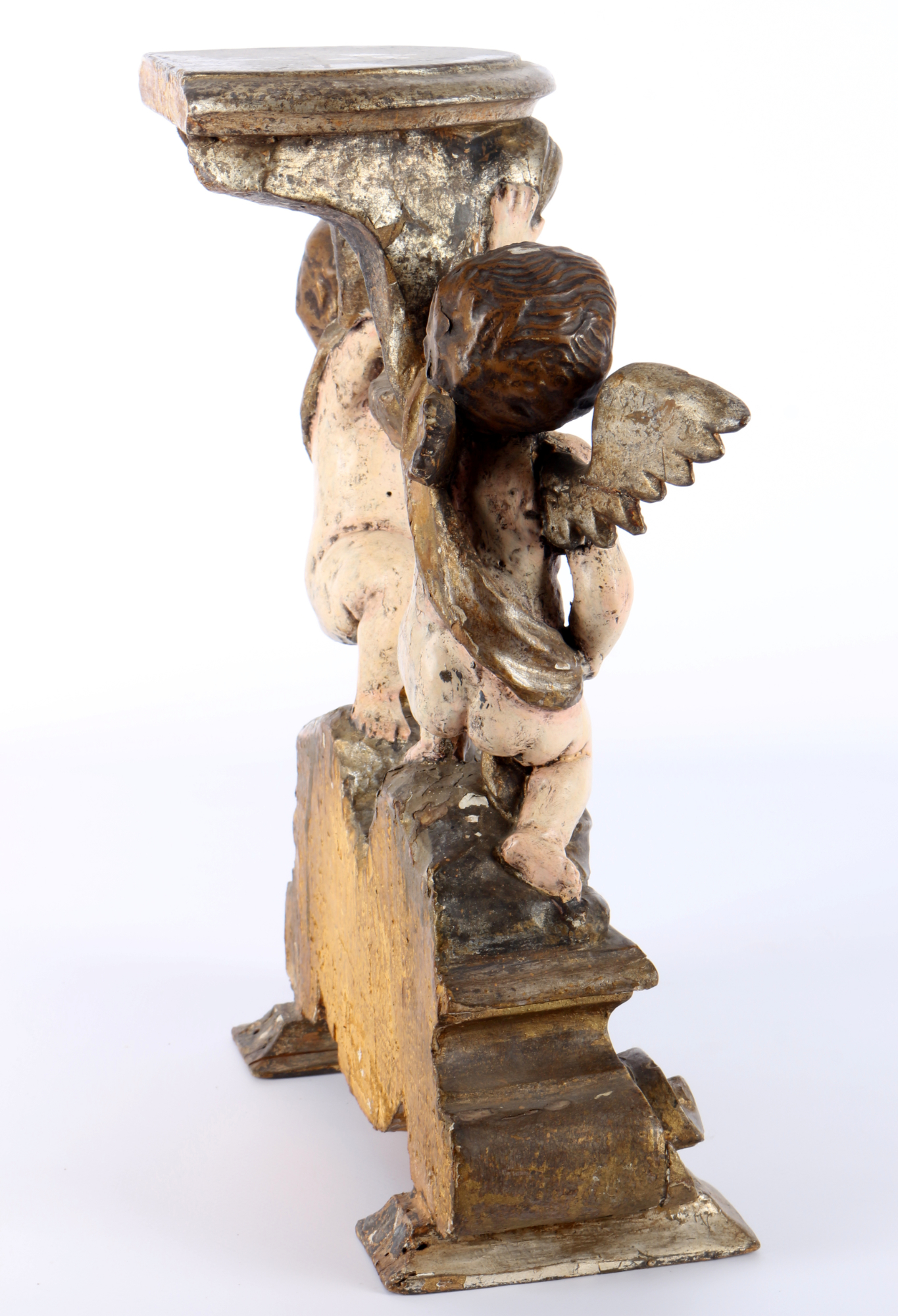 Baroque cherub pedestal 18th century, Barock Podest mit Puttenpaar 18. Jahrhundert, - Image 3 of 4