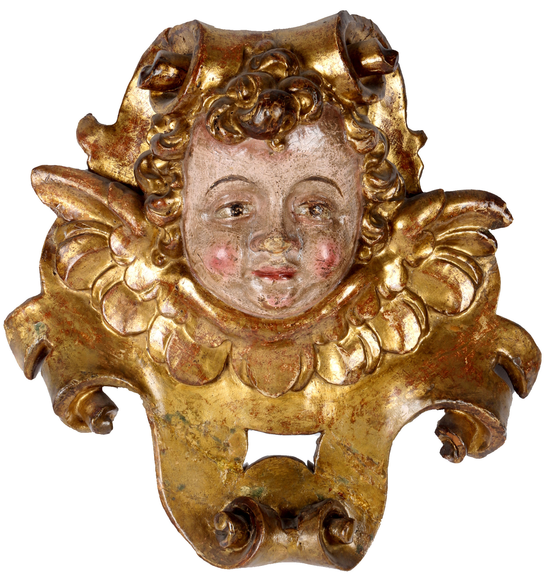 Door finial cherub head 18th century, Supraporte mit Puttenkopf 18. Jahrhundert,