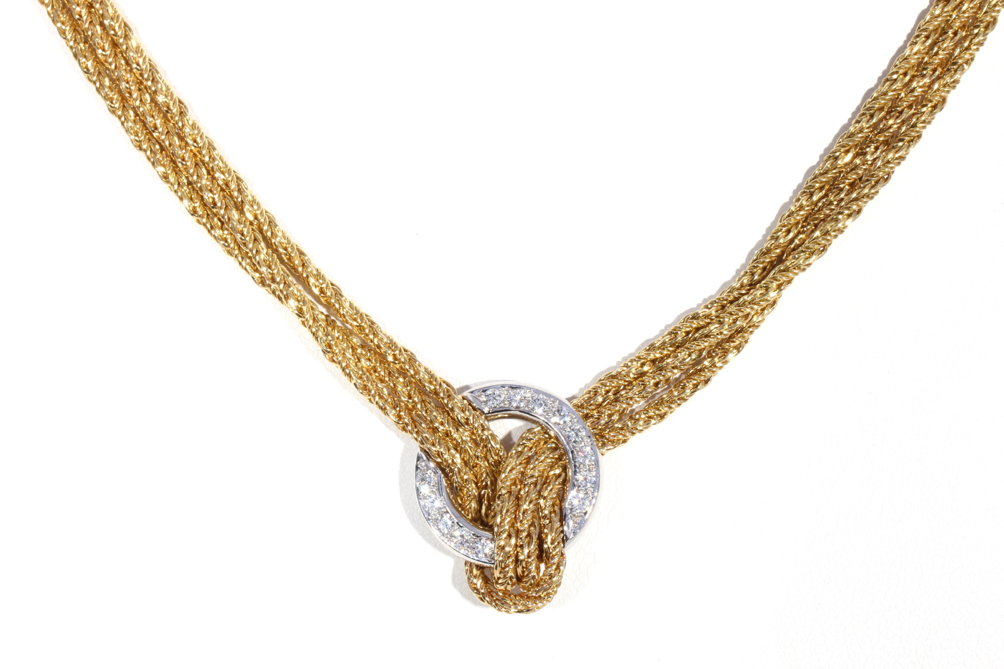 750 gold / 950 platinum diamond necklace and bracelet, cord, 18K Gold / 950 Platin Brillanten Coll - Image 3 of 5