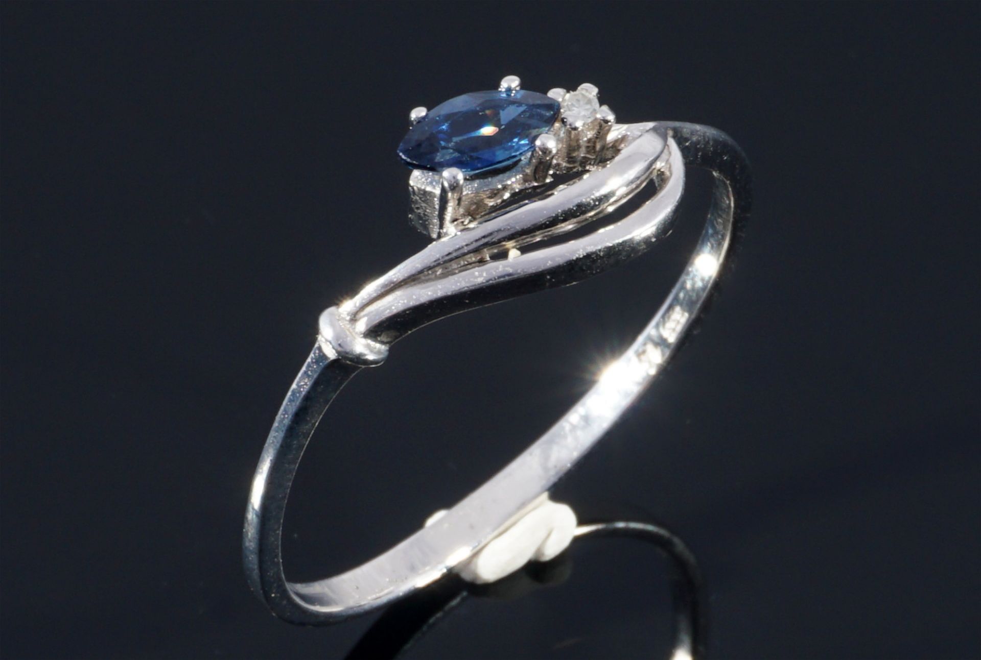 333 Gold Ring Saphir und Brillant, 8K gold ring sapphire and diamond, - Bild 2 aus 4