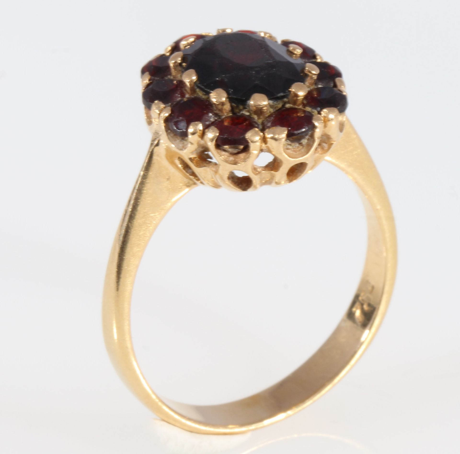 750 Gold Granat Ring, 18K gold garnet ring, - Bild 3 aus 4