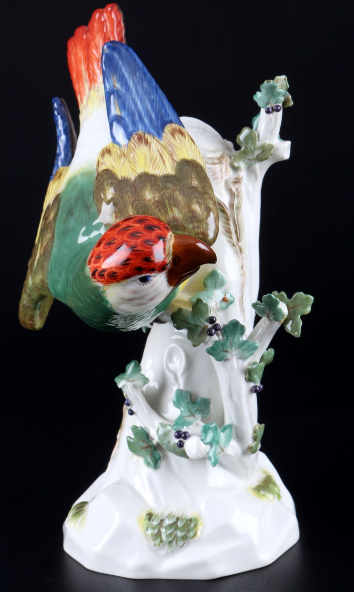 Meissen Papagei auf Stamm 1.Wahl, J.J. Kaendler, parrot on tree trunk 1st choice,