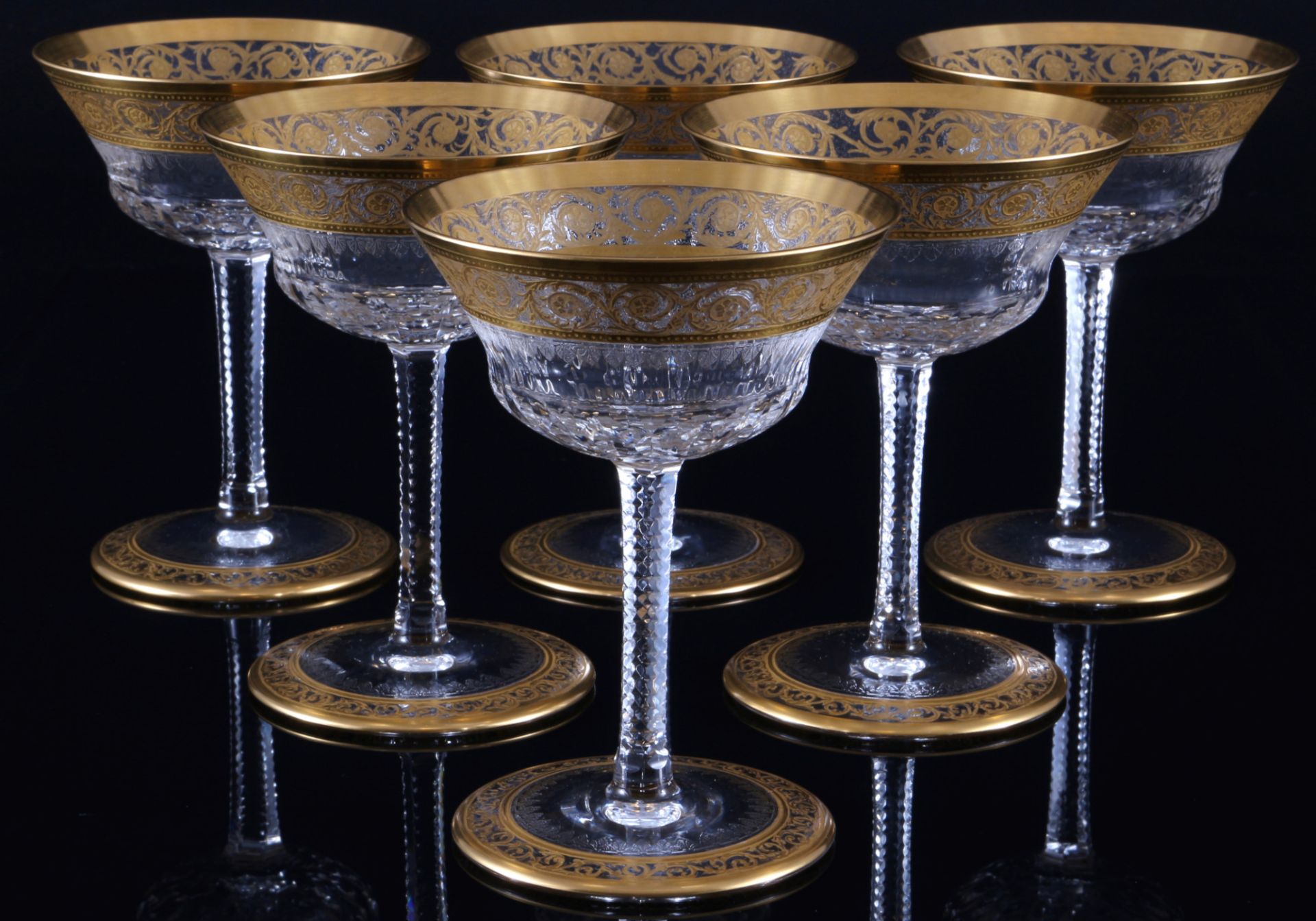 St. Louis Thistle Gold 6 champagne bowls, Champagnerschale,