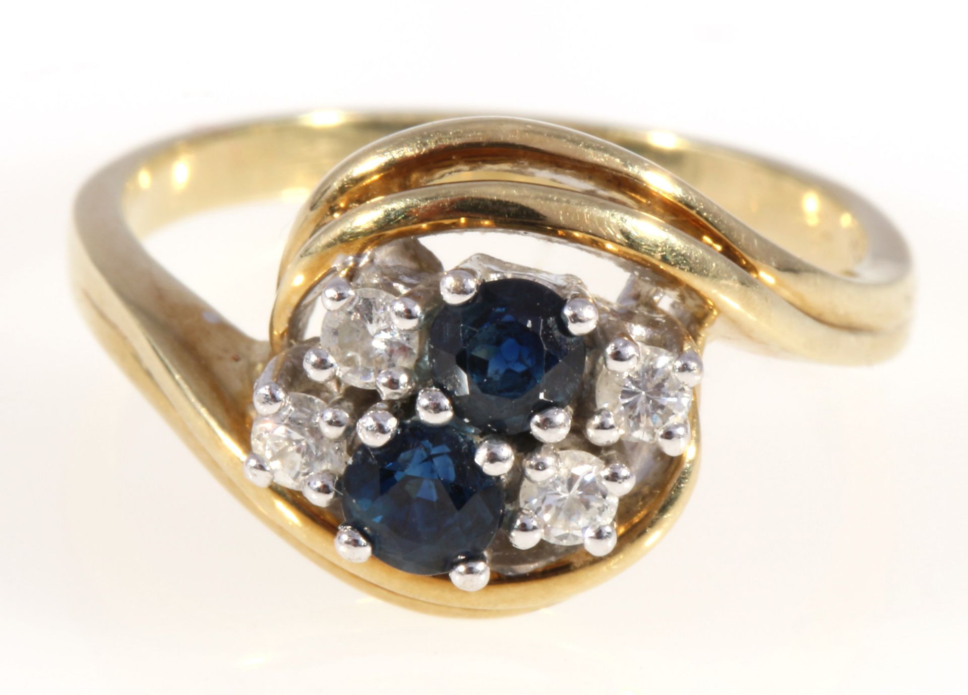 585 gold ring sapphires and diamonds, 14K Gold Ring mit Saphiren und Brillanten,