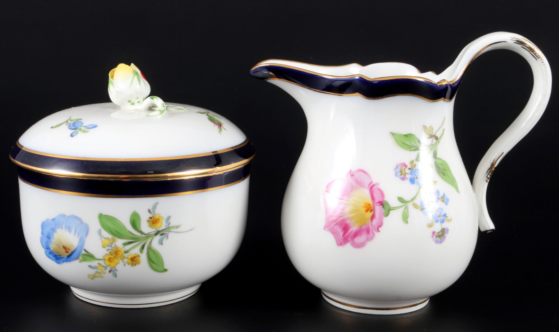 Meissen Blume mit kobaltblauem Rand Kaffeeservice für 6 Personen, coffee service for 6 pers., - Bild 4 aus 6