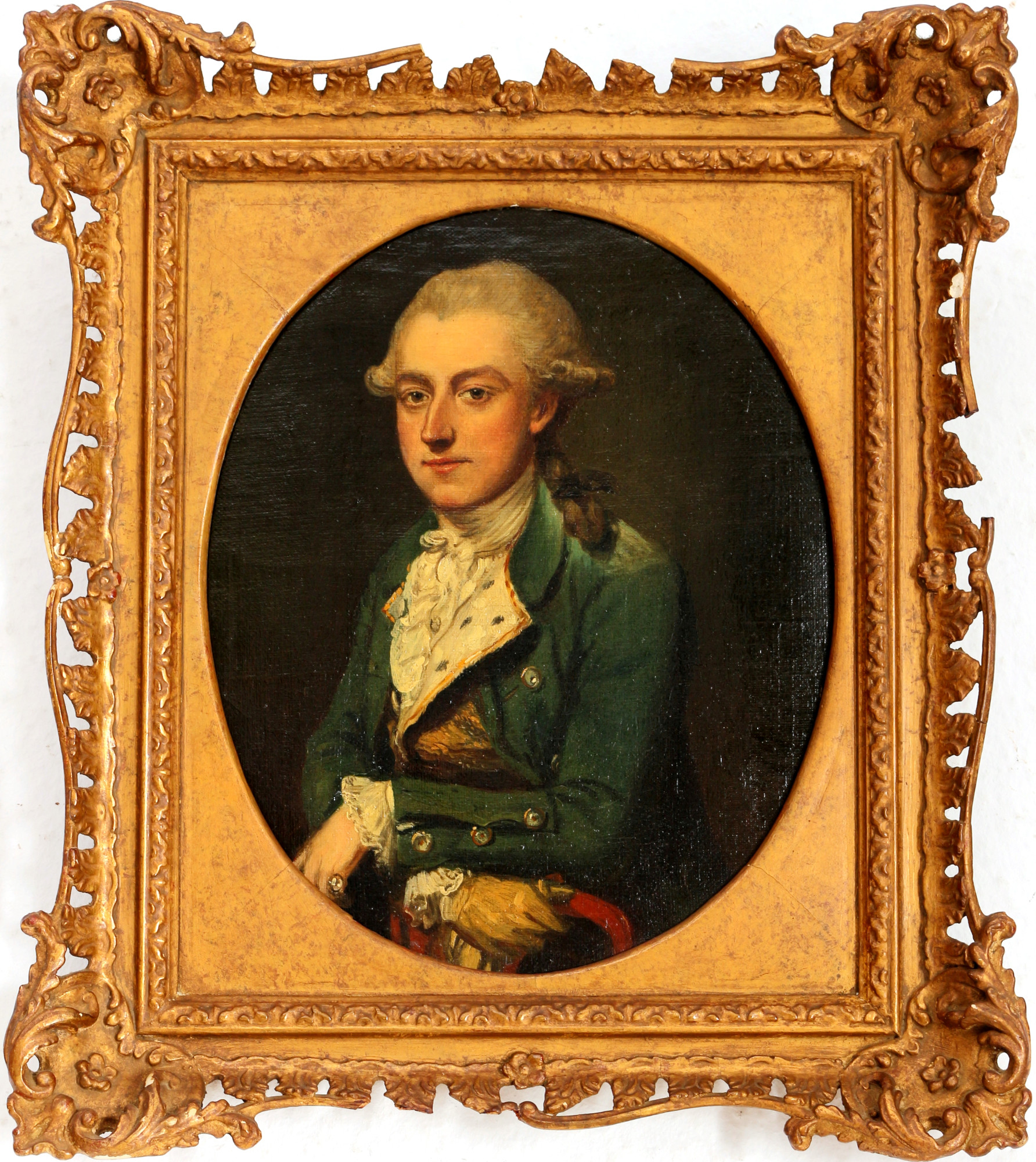 18th Century English Painter Oval Portrait of an English Nobleman, ovales Portrait eines adligen Her - Image 2 of 3