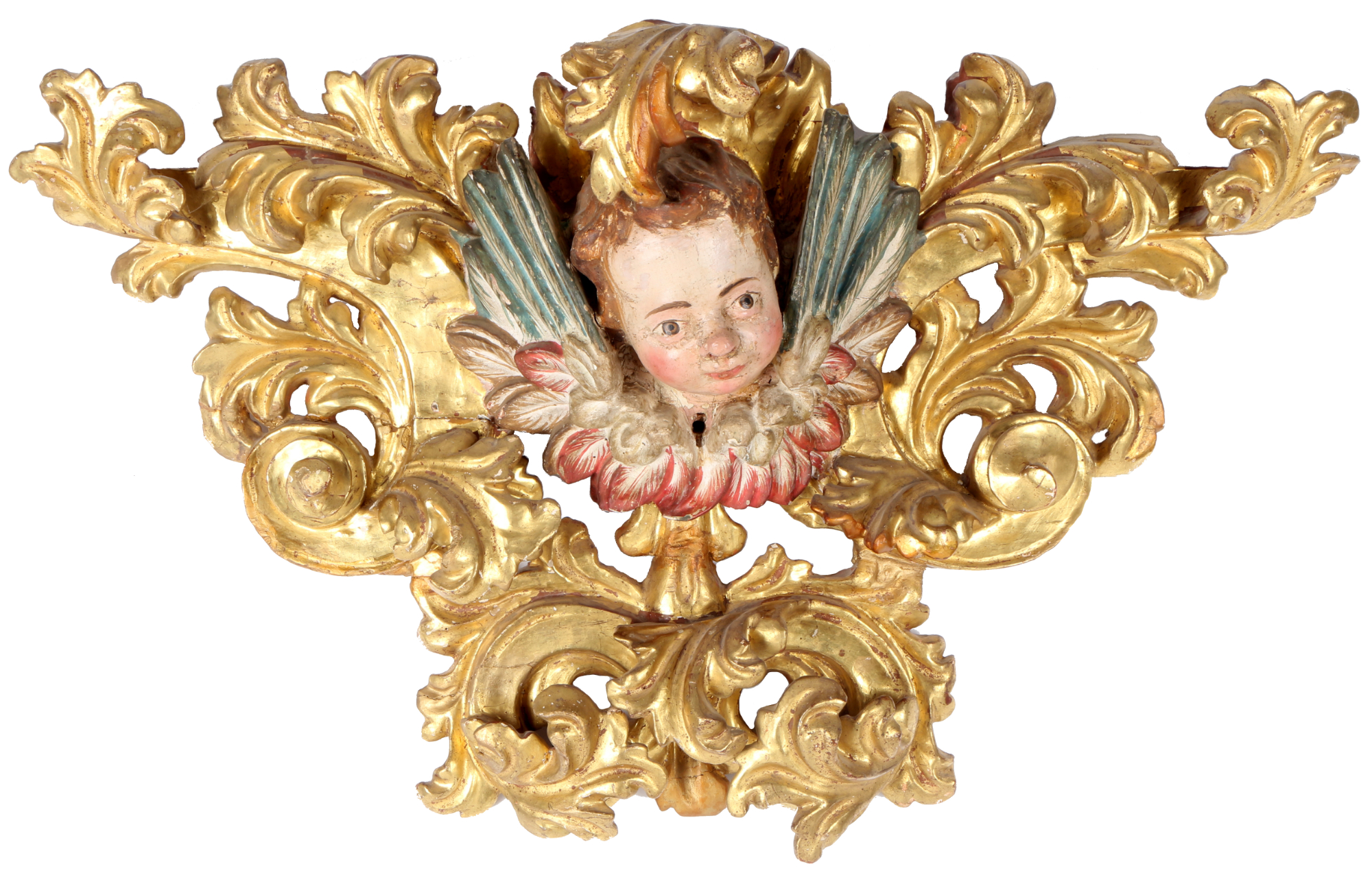 Baroque door finial with cherub 18th century, Barock Supraporte mit Putte 18. Jahrhundert,