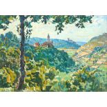 Hans Busse (1867-1914) Landschaft mit Blick auf Kirchturm, landscape with church spire,