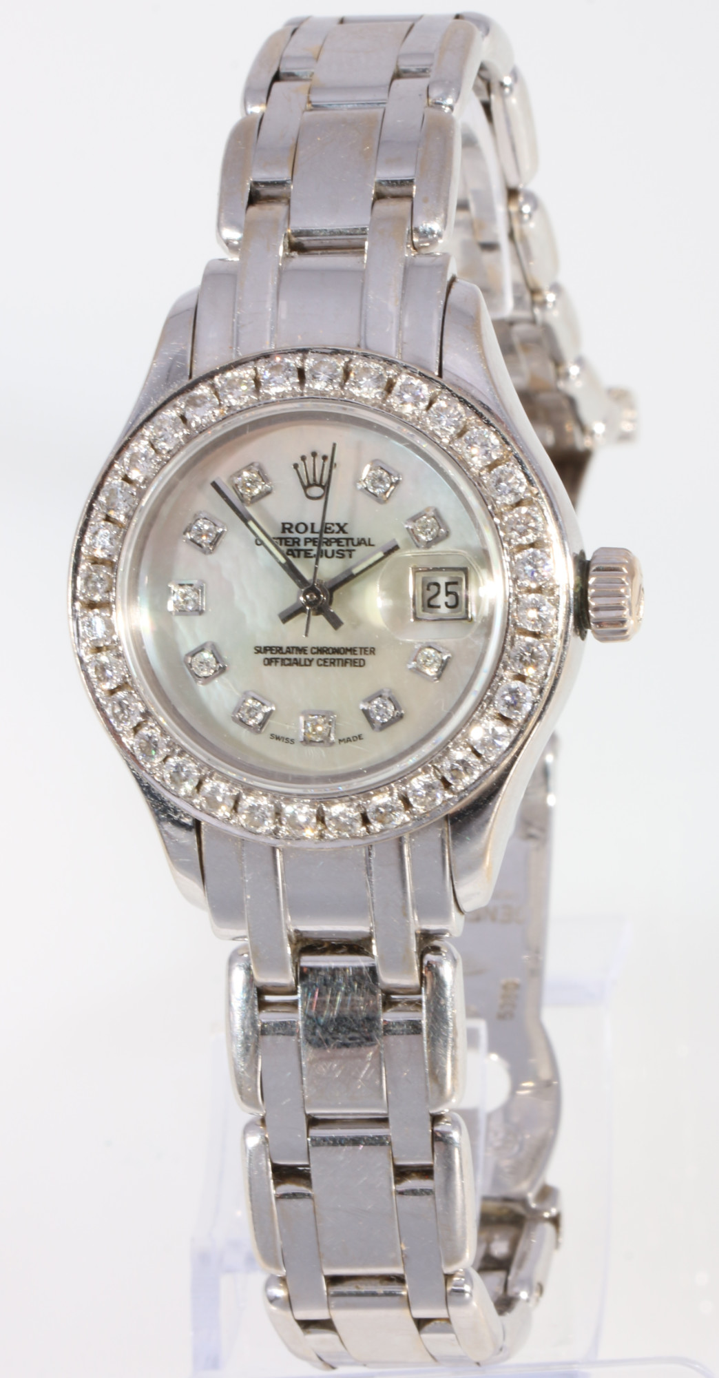 Rolex Oyster Perpetual DateJust 750 gold women's wrist watch with diamonds, 18K Gold Damenuhr mit Di