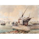 Consalvo Carelli (1818-1900) Golf von Neapel mit Booten und Blick auf den Vesuv, Naples with boats a