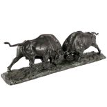 Franz Iffland (1862-1935) Bronze kämpfende Bisons, fighting buffalos,