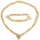 750 gold / 950 platinum diamond necklace and bracelet, cord, 18K Gold / 950 Platin Brillanten Coll