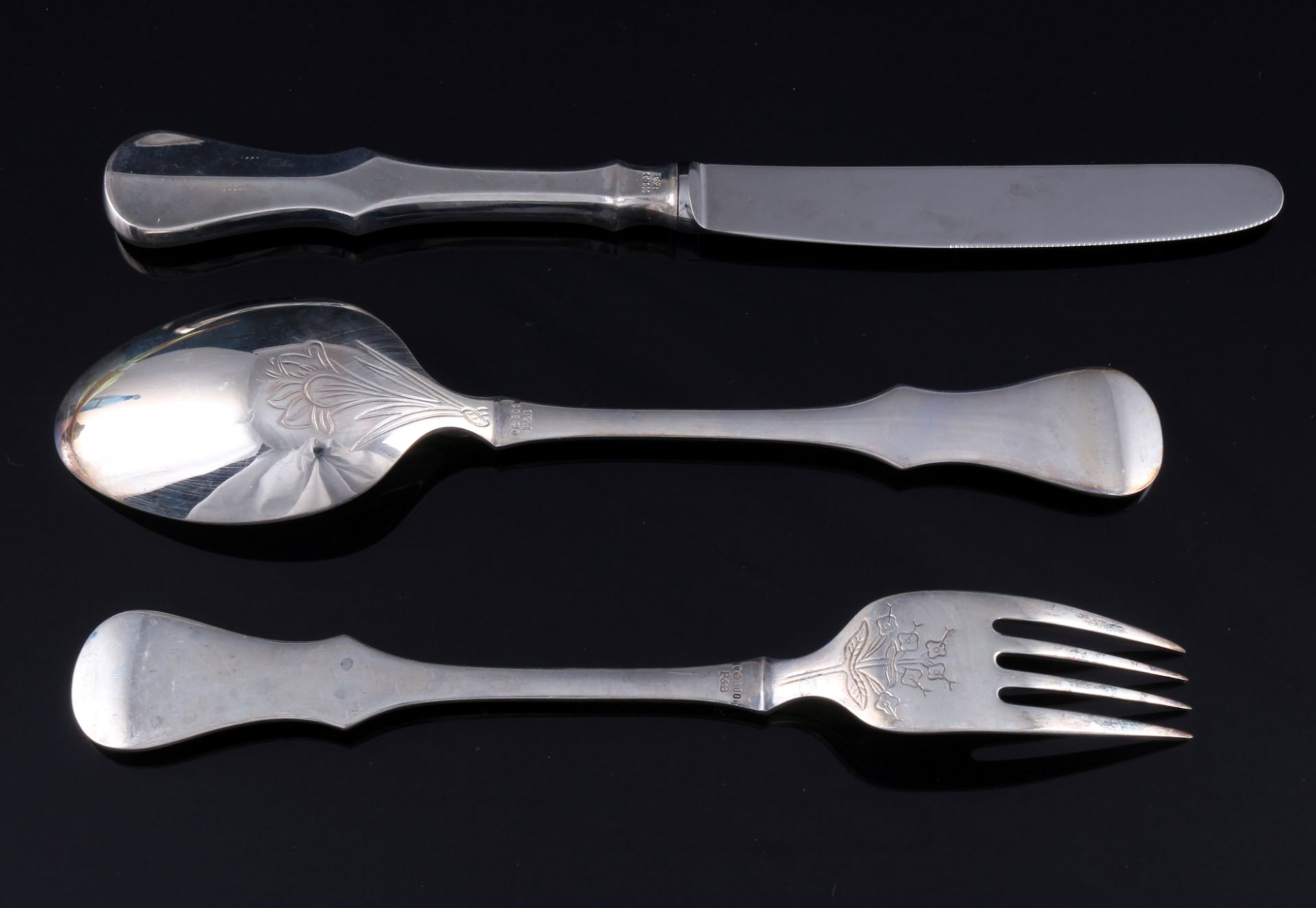 Robbe & Berking Alt Kopenhagen 800 Silber Menübesteck für 6 Personen, R&B silver menu cutlery for 6 - Bild 3 aus 4