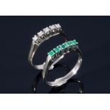 585 Gold 2 Ringe Smaragd und Brillanten, 14K gold 2 rings emerald and diamonds,