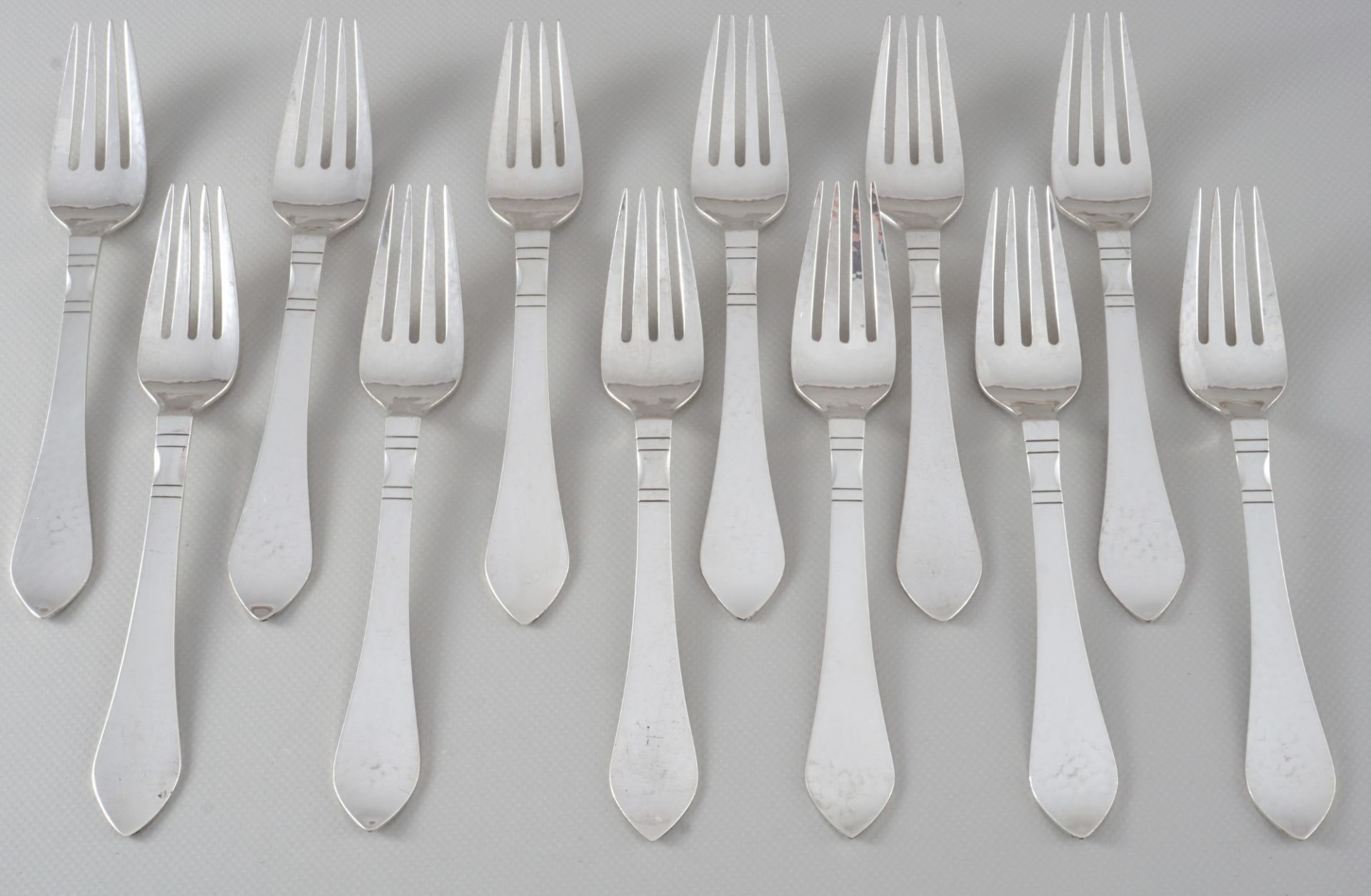 Georg Jensen Continental 925 Silber 12 Menügabeln, sterling silver menu forks,