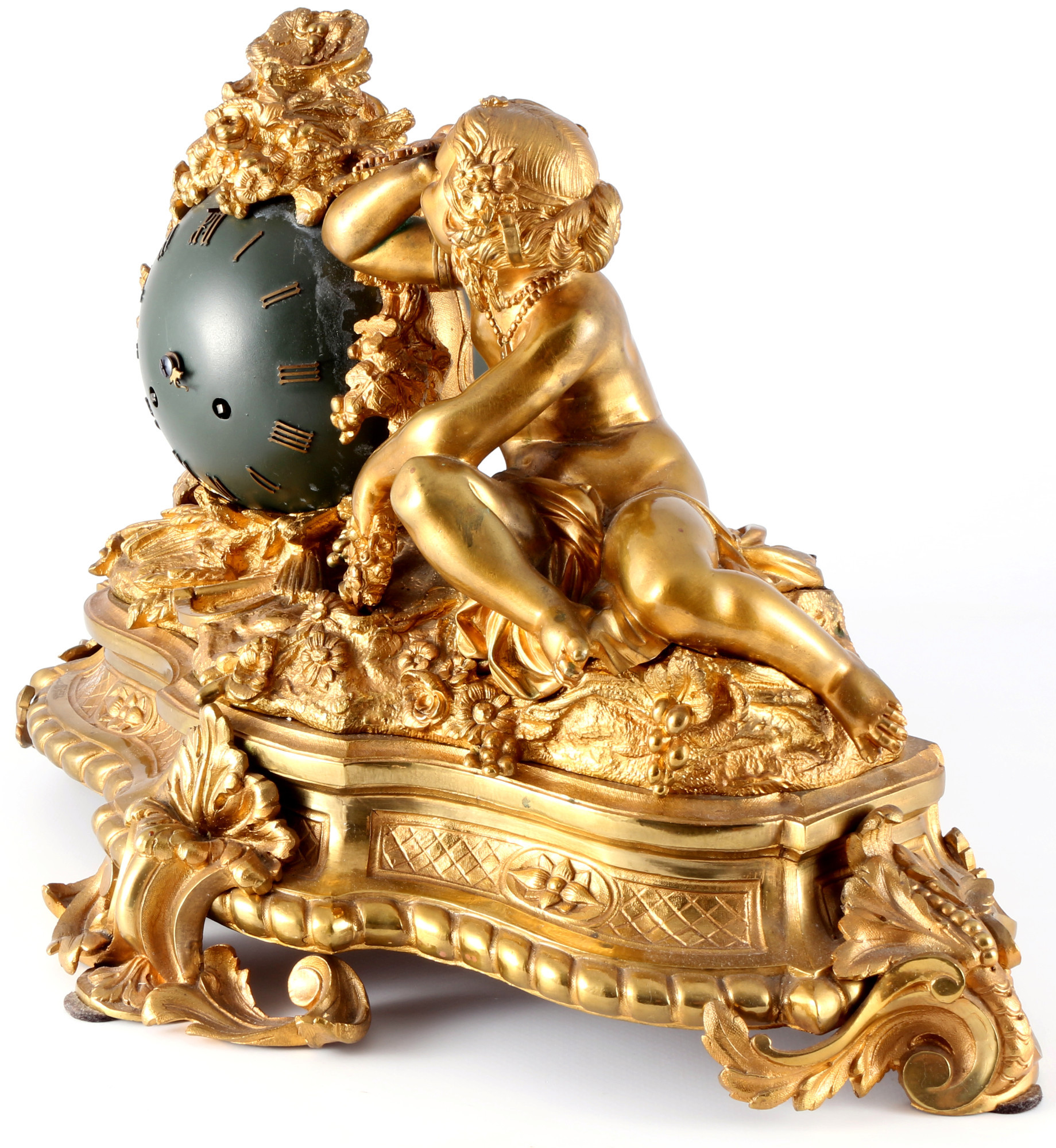 French bronze mantel clock 19th century, Kaminuhr Frankreich 19. Jahrhundert, - Image 3 of 4