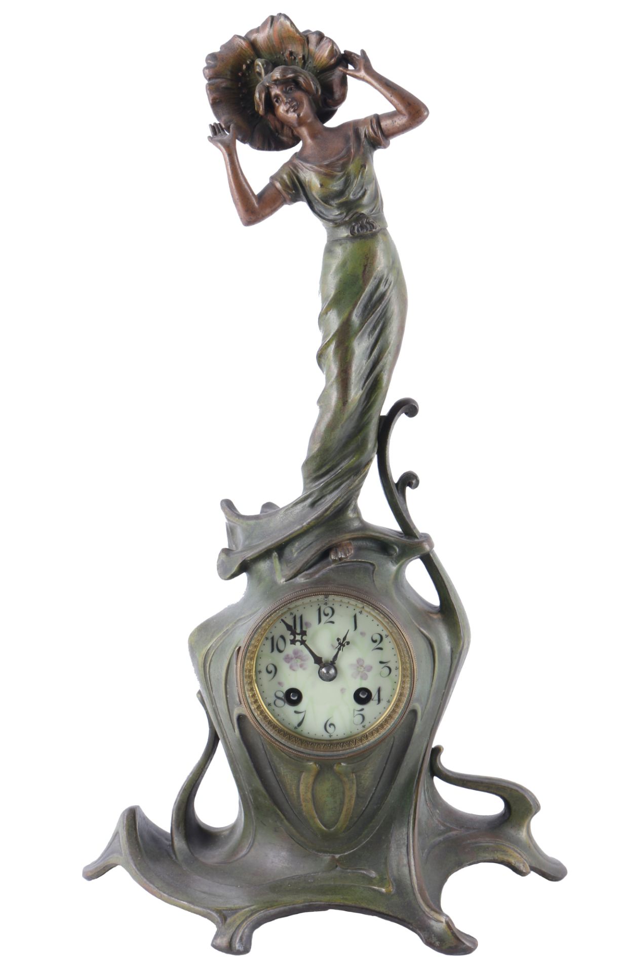 Jugendstil Figurenpendule Frankreich um 1900, french mantel clock art nouveau,