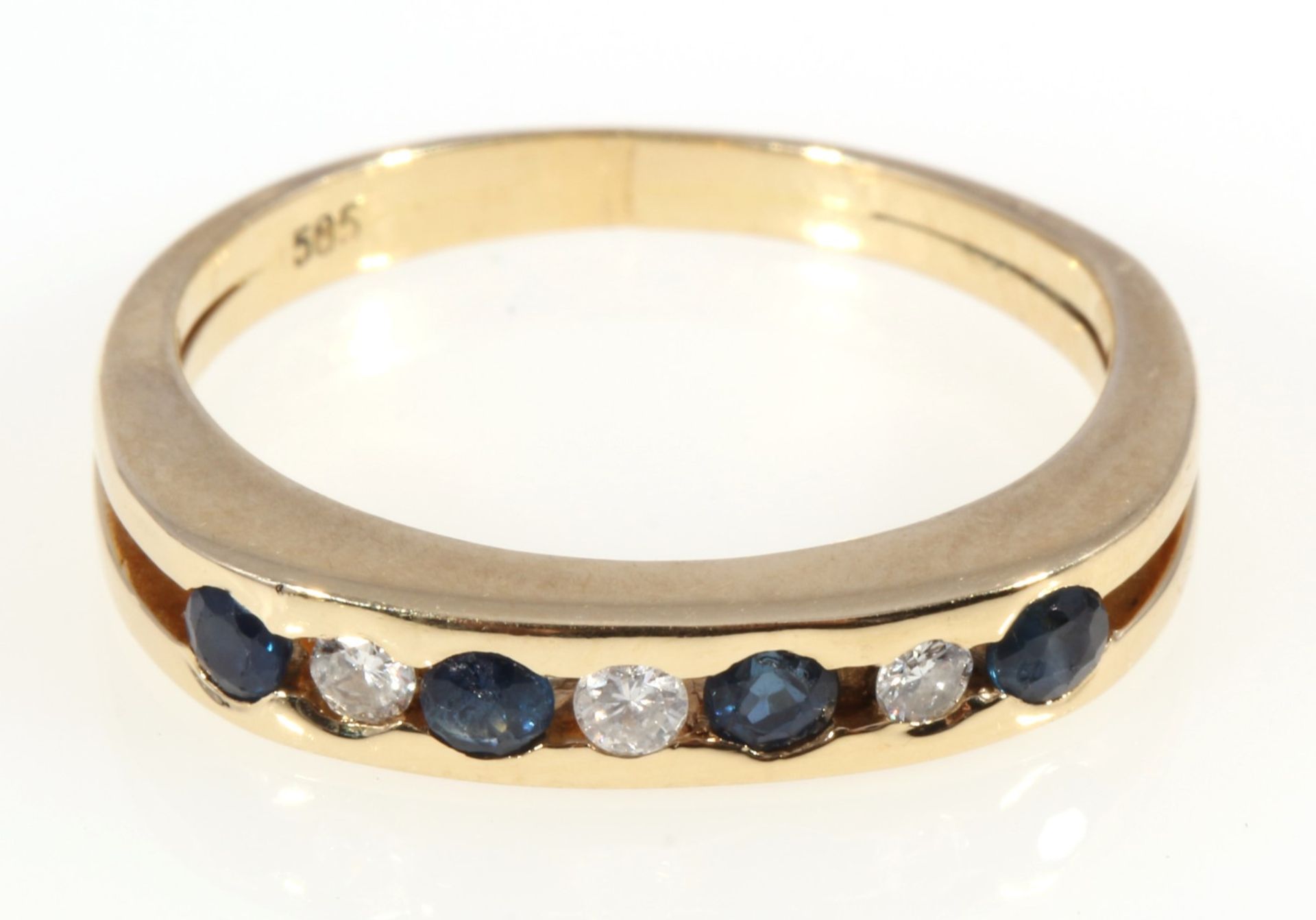 585 gold ring sapphires and diamonds, 14K Gold Ring mit Saphiren und Brillanten,