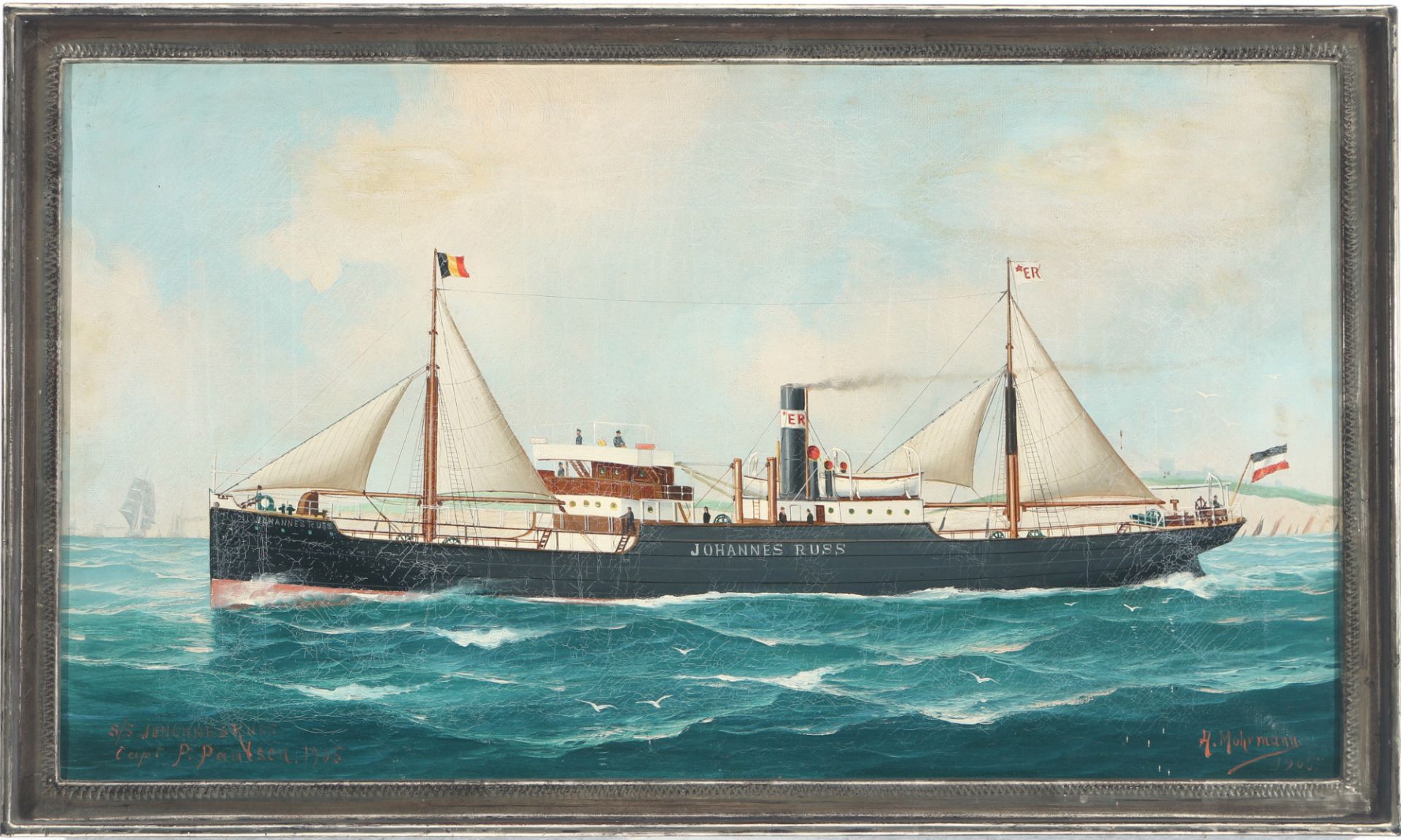 John Henry Mohrmann (1857-1916) Dampfschiff Johannes Russ, steam ship, - Bild 2 aus 5