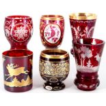 Böhmen 6 Gläser / Pokale, Bohemia goblets / chalices,