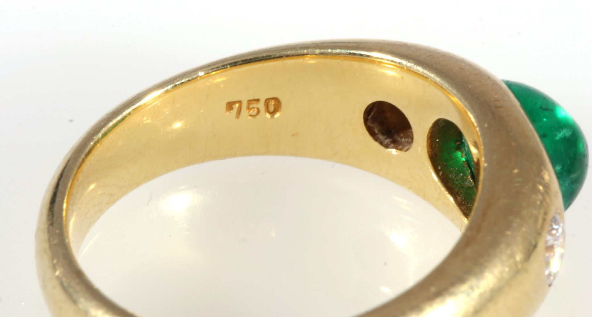 750 Gold Ring Smaragd mit 2 Brillanten, 18K gold ring emerald and 2 diamonds, - Bild 4 aus 4