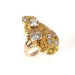 585 Gold Nugget Ring mit Brillanten ca. 0,75ct, 14K gold nugget ring with diamonds 0.75ct,