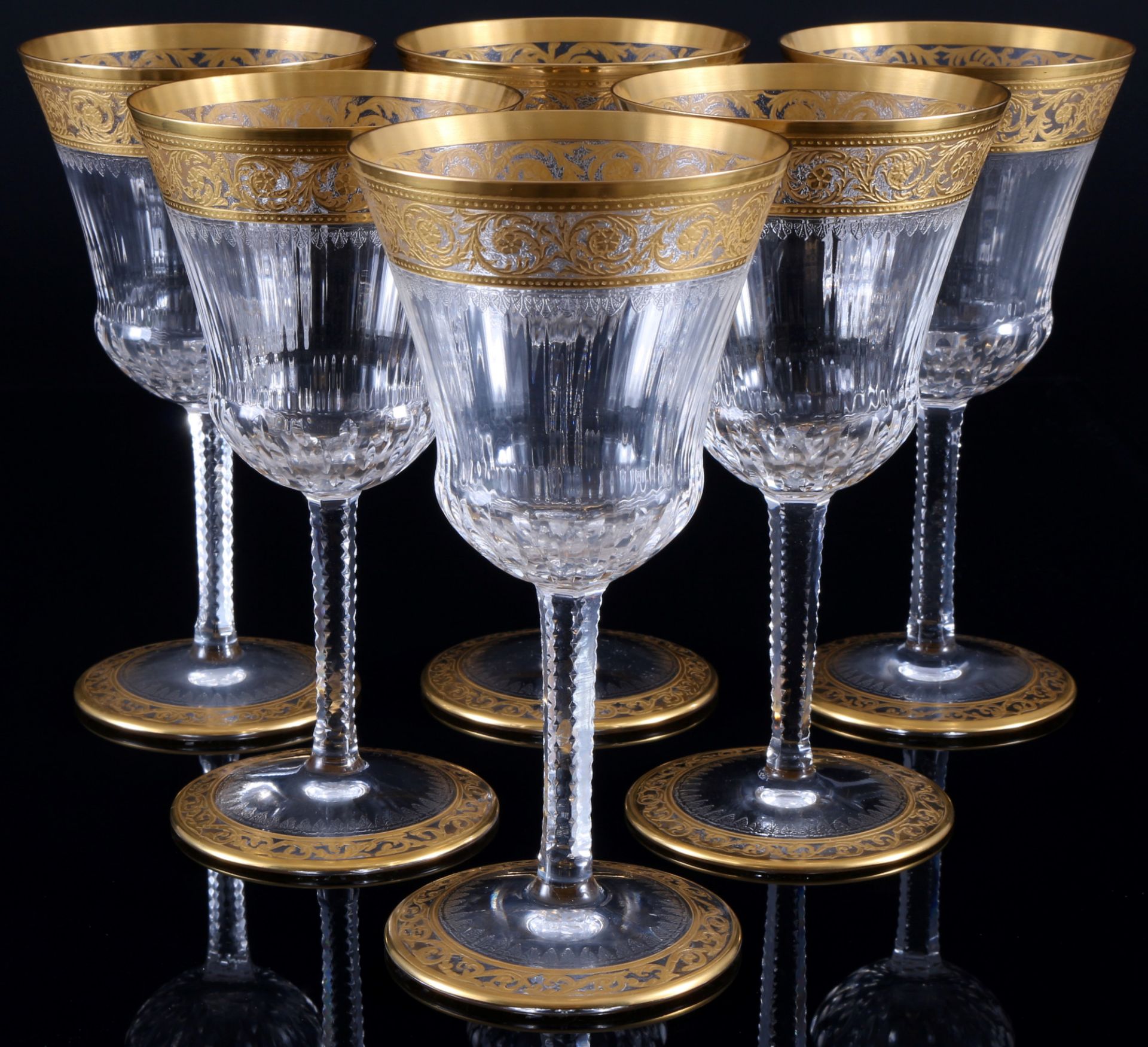 St. Louis Thistle Gold 6 wine glasses no. 3, Weingläser,