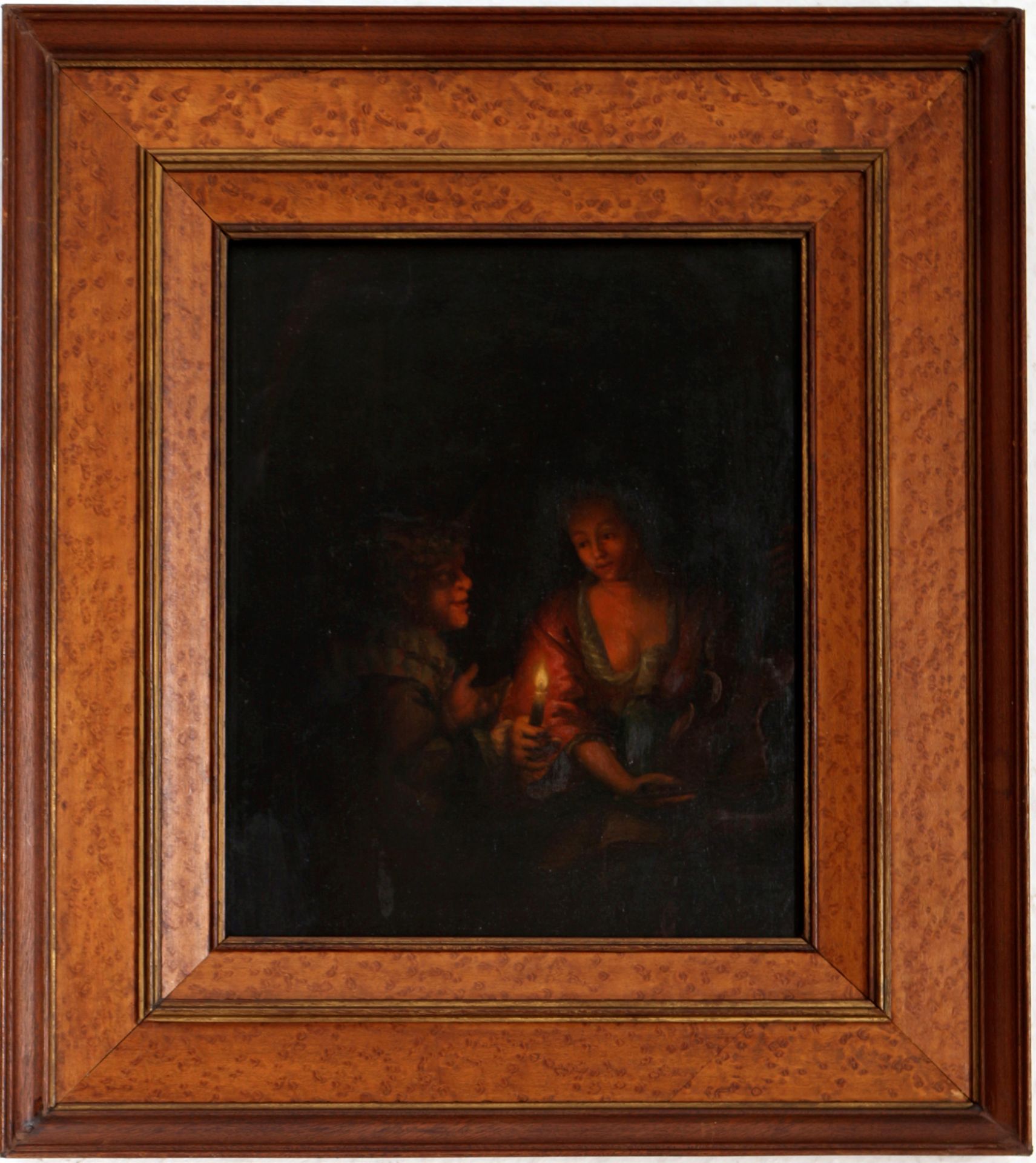Unbekannter Maler 18./19. Jahrhundert Geigerin mit Bewunderer im Kerzenlicht, unknown artist 18/19 - Bild 2 aus 3