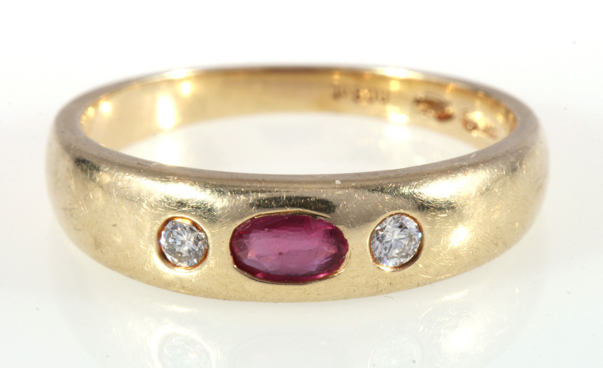 585 Gold Ring Rubin mit 2 Brillanten, 14K gold ring ruby ​​with 2 diamonds, - Bild 3 aus 4