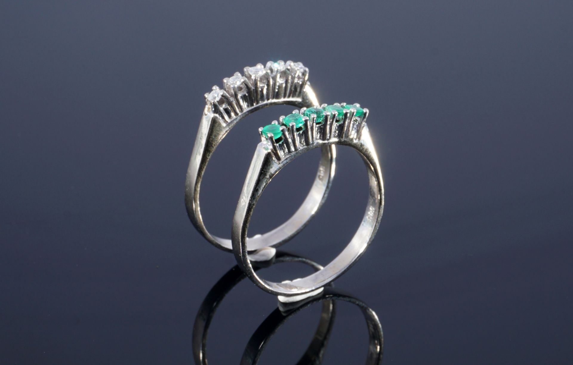 585 Gold 2 Ringe Smaragd und Brillanten, 14K gold 2 rings emerald and diamonds, - Bild 2 aus 5