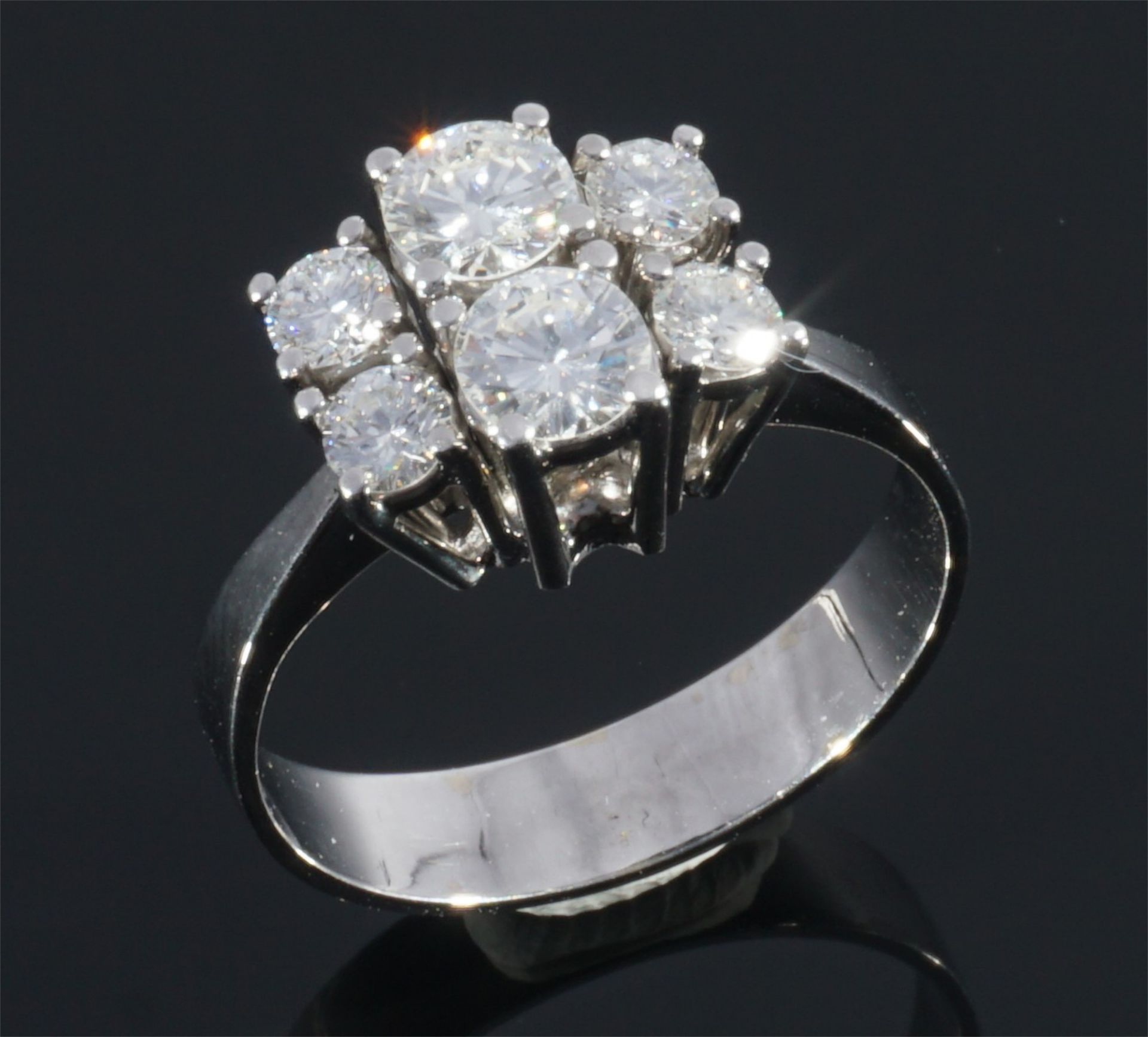 750 Gold Ring mit Brillanten 0,75ct IF, 18K diamond gold ring 0,75ct IF, - Bild 2 aus 4