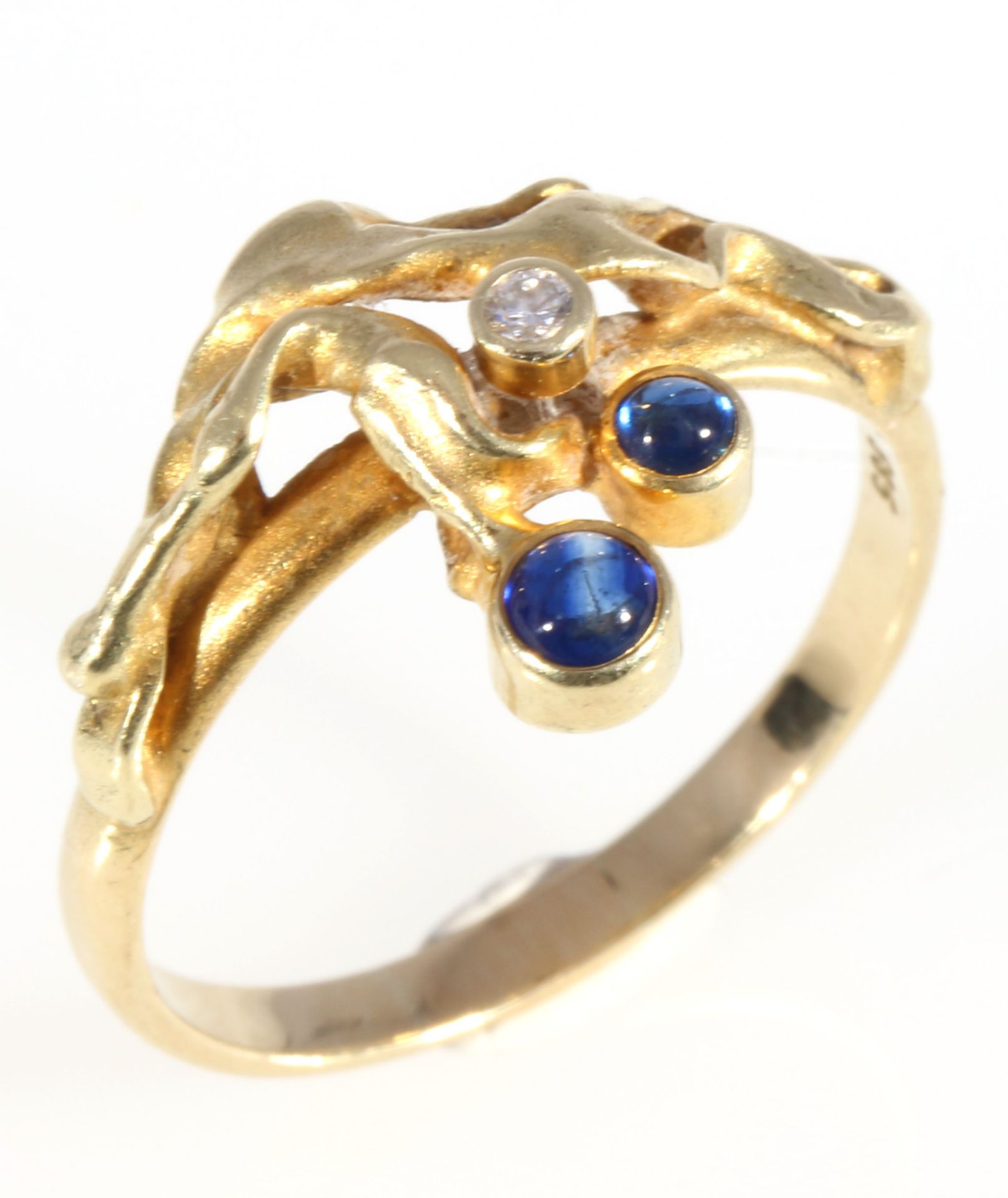 585 Gold Ring mit Saphiren und Brillanten, 14K gold ring sapphires and diamonds, - Bild 3 aus 4