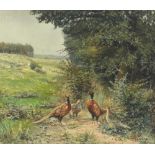 Willy Lorenz (1901-1981) Fasanensippe am Waldrand, Pheasant family on forest boarder,