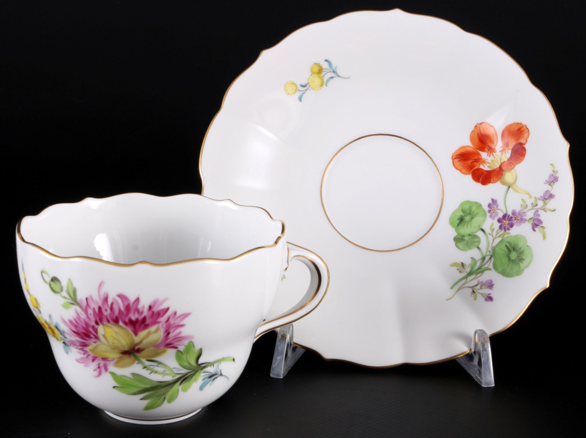 Meissen Blumen 5 Kaffeegedecke und 5 Teetassen 1.Wahl, coffee and tea cups with one set of plates 1s - Bild 2 aus 5