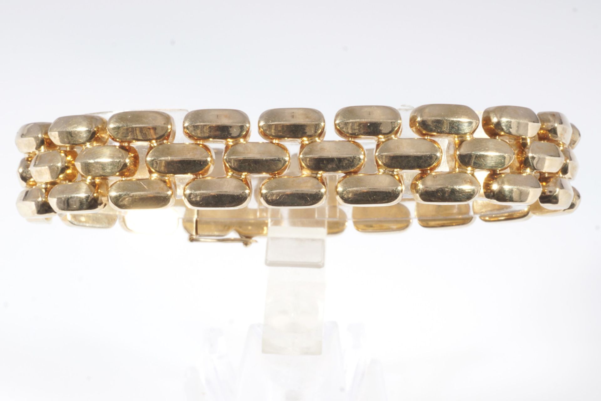 585 gold solid link bracelet, 14K Gold breites Gliederarmband, - Image 2 of 4