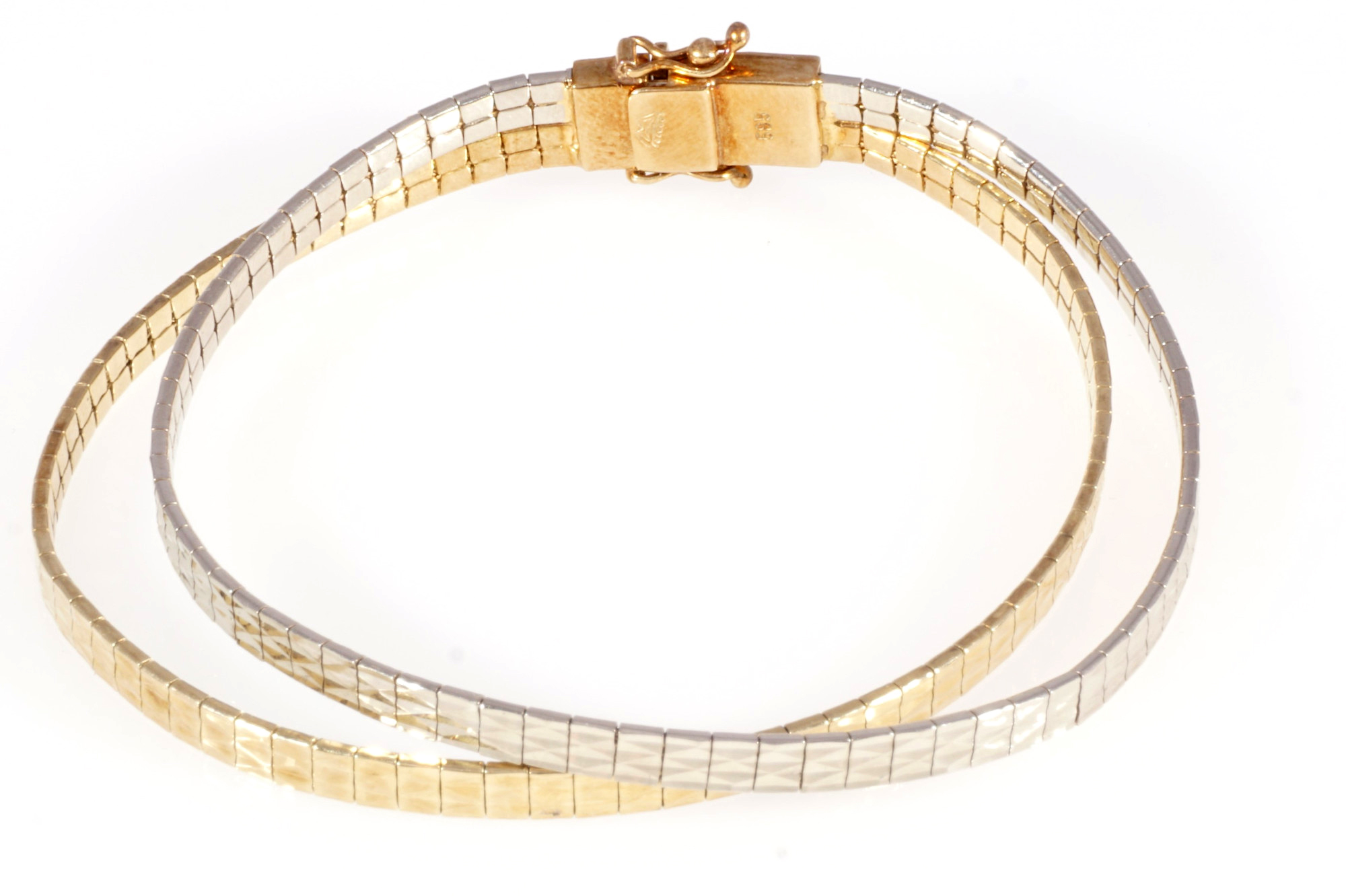 585 two-rowed gold bracelet, 14K Gold zweireihiges Armband, - Image 3 of 5