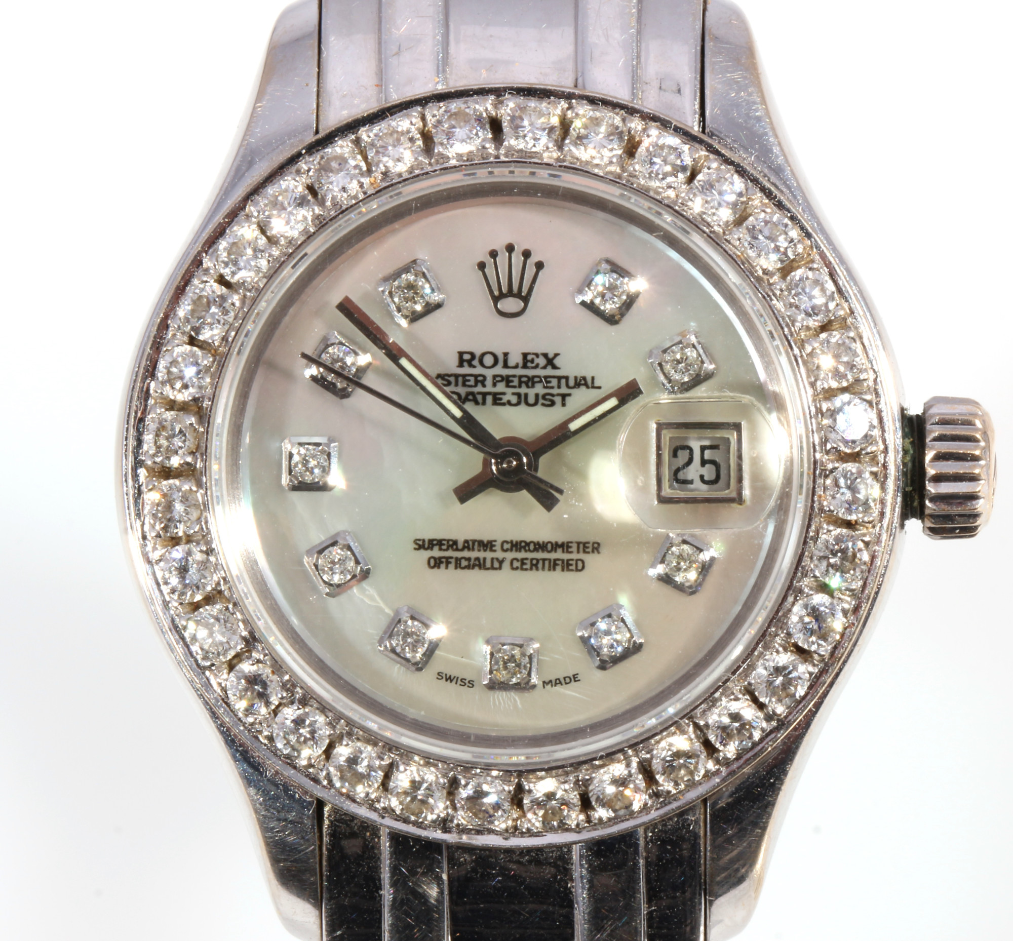 Rolex Oyster Perpetual DateJust 750 gold women's wrist watch with diamonds, 18K Gold Damenuhr mit Di - Image 2 of 6