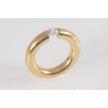 750 Gold Spannring mit Brillant 0,75ct, Niessing Art, Solitärring, 18K gold clamping ring with diamo