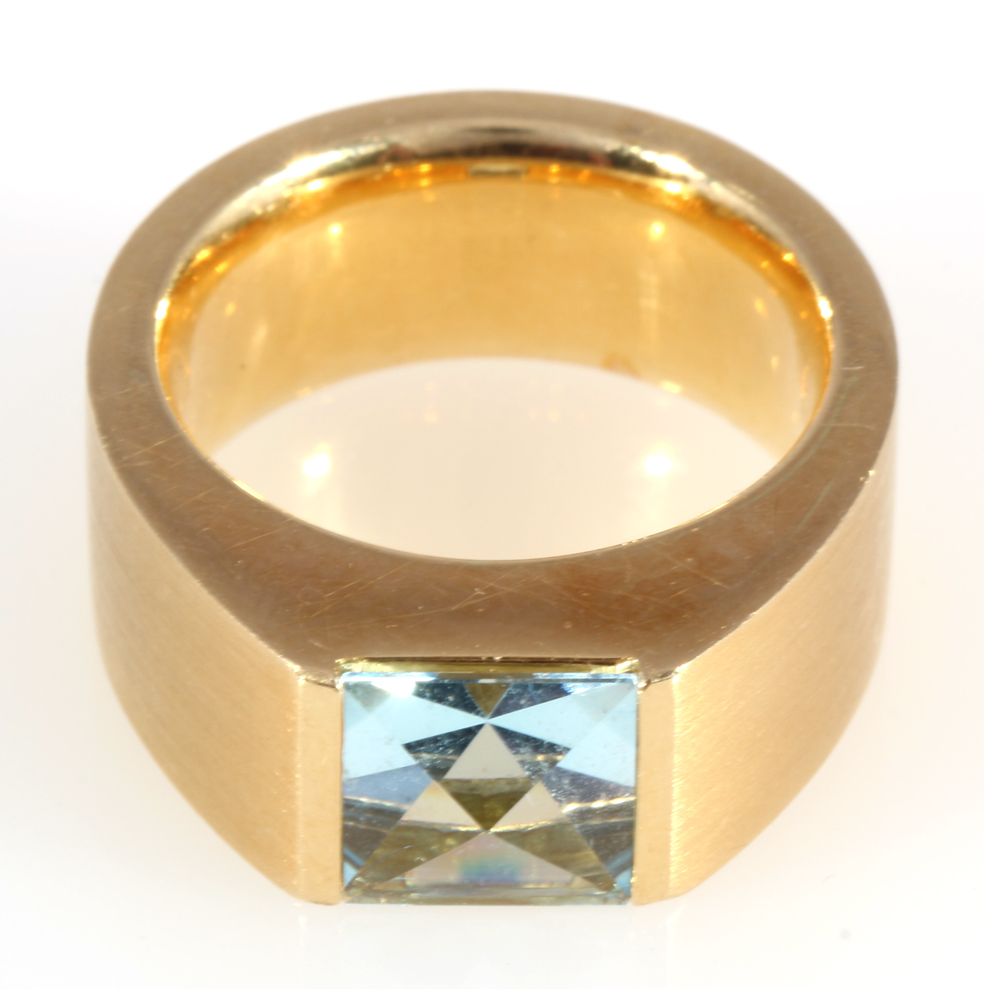 750 gold solid ring with aquamarine, 18K Gold massiver Ring mit Aquamarin, - Image 3 of 4