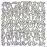 Keith Haring (1958-1990) Figuren im Handstand schwarz/weiß, figures in handstand black and white,