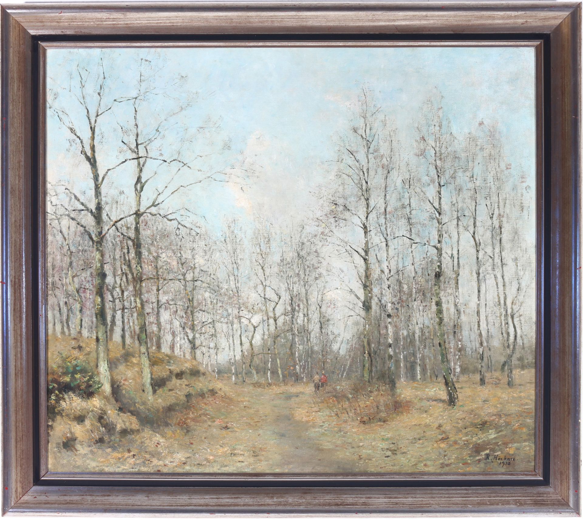 Rudolf Höckner (1864-1942) Waldlandschaft mit Spaziergängern, Forest landscape with walkers, - Bild 2 aus 4