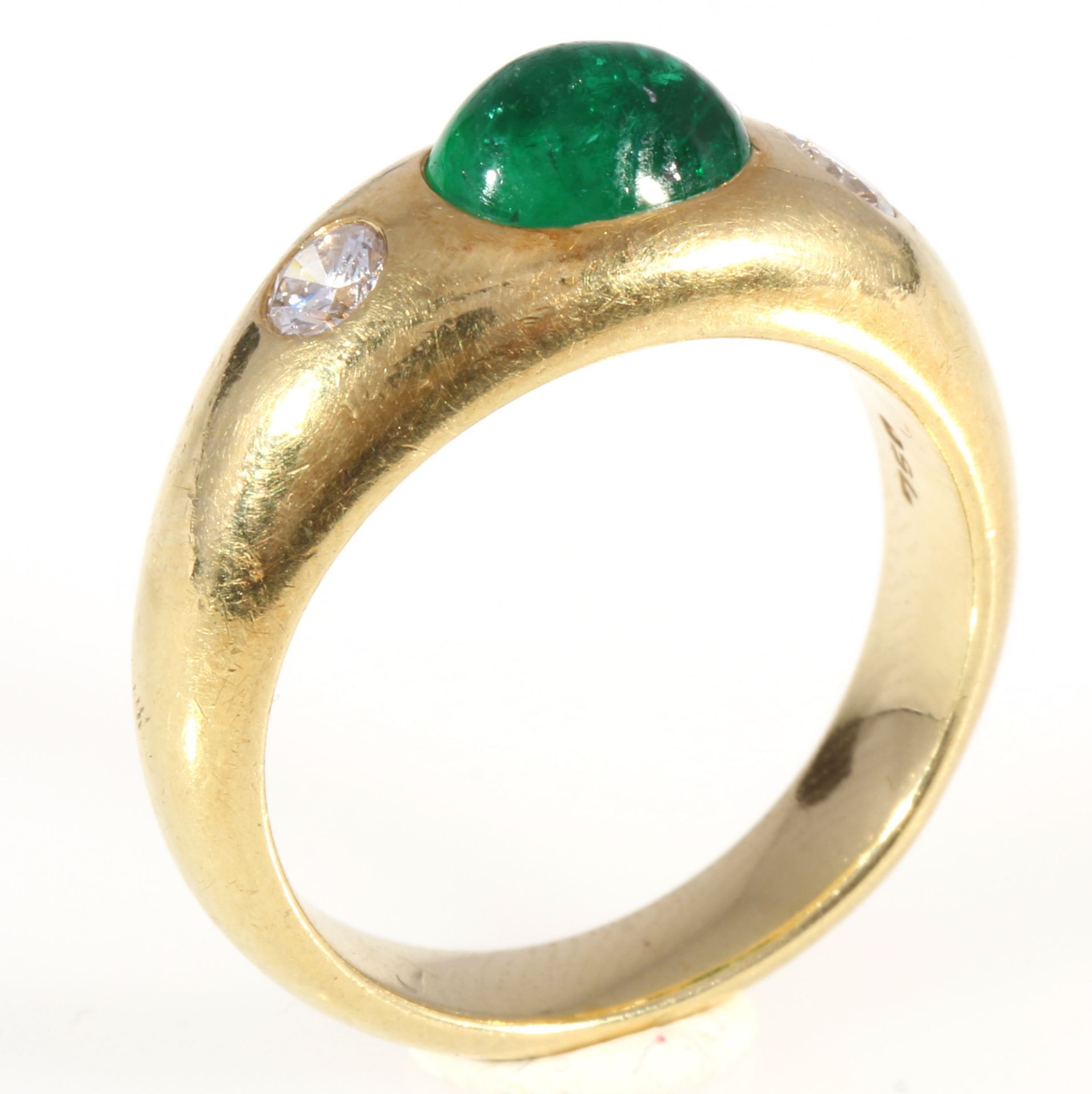 750 Gold Ring Smaragd mit 2 Brillanten, 18K gold ring emerald and 2 diamonds, - Bild 2 aus 4