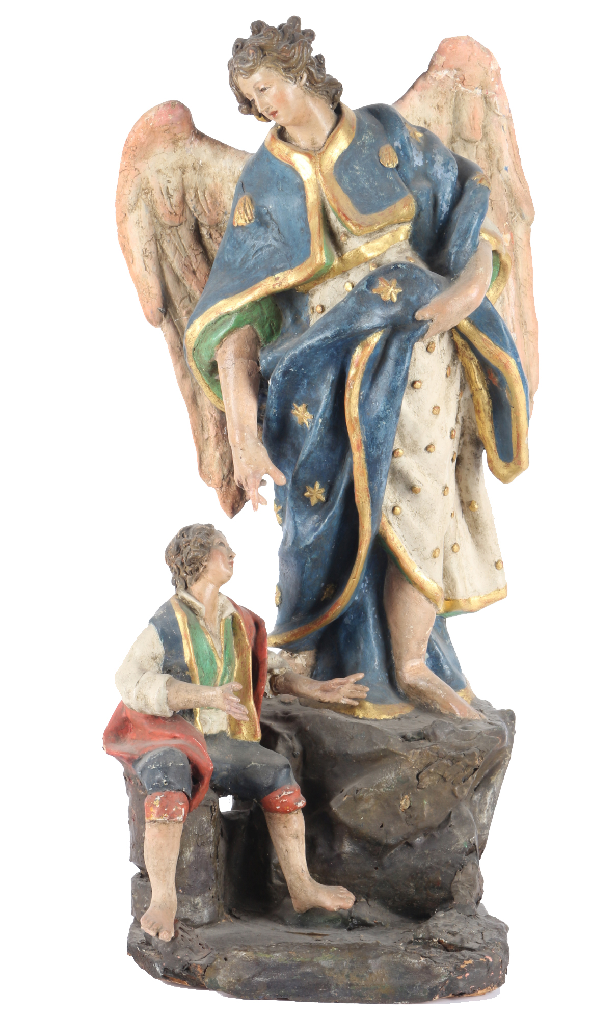 Archangel Raphael and Tobias 18/19th century, große Erzengel Raphael und Tobias Skulptur 18./19. J