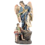 Große Erzengel Raphael und Tobias Skulptur 18./19. Jahrhundert, archangel Raphael and Tobias 18/19