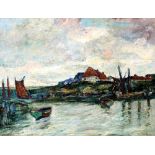 Wilhelm Schmetz (1890-1938) Küstenlandschaft mit Segelbooten, coastal landscape with sailing boats,