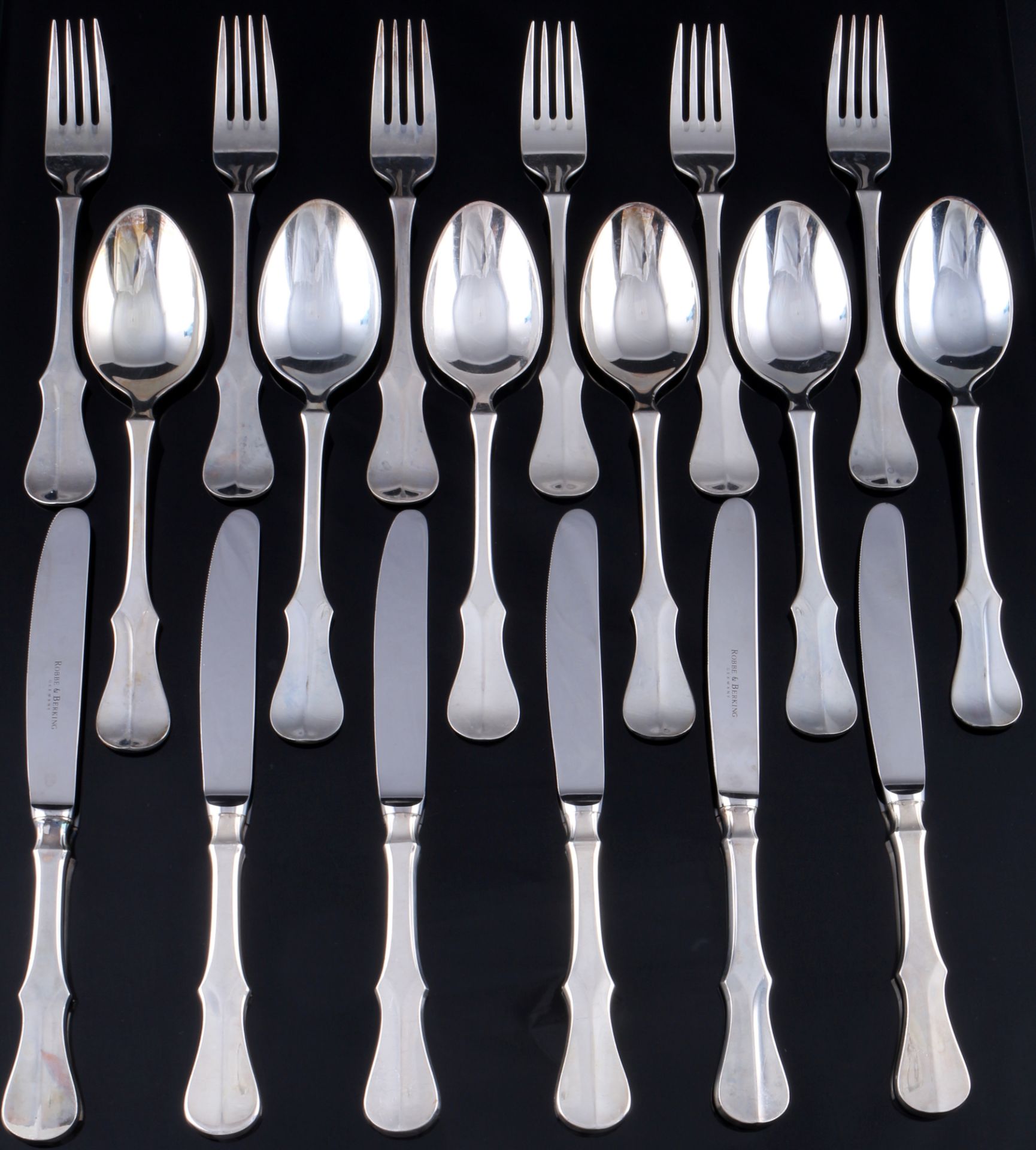 Robbe & Berking Alt Kopenhagen 800 Silber Menübesteck für 6 Personen, R&B silver menu cutlery for 6