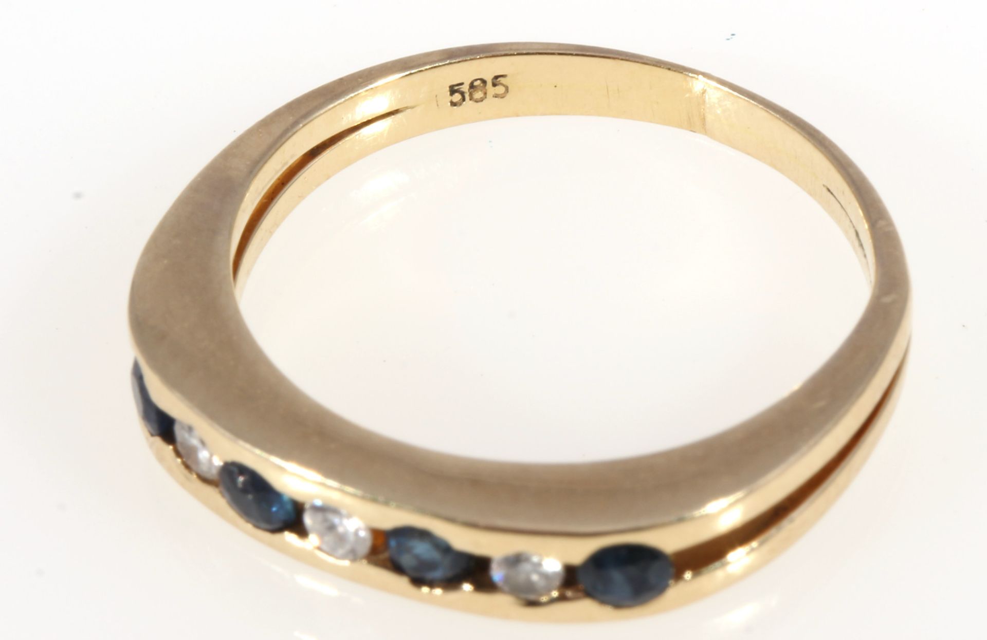 585 gold ring sapphires and diamonds, 14K Gold Ring mit Saphiren und Brillanten, - Image 3 of 3